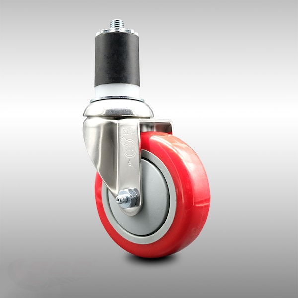 Service Caster 4 Inch 316SS Red Polyurethane Wheel Swivel 1-3/4 Inch Expanding Stem Caster SCC-SS316EX20S414-PPUB-RED-134 - main